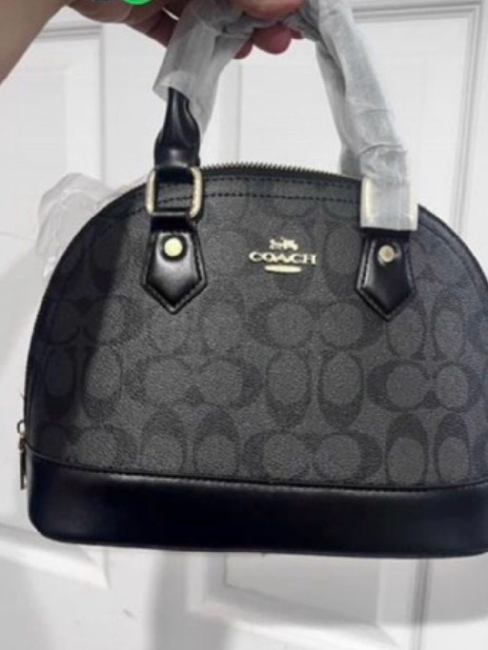 Coach Black Signature Dome Satchel with Gold Hardware